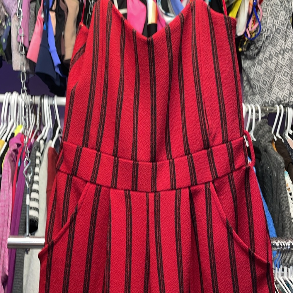 Eclipse Red Christmas Approved Jump suit very sexy black lines size Small elf
